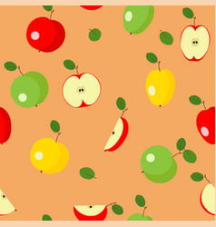 Seamless Pattern With Yellow Green And Red Apples