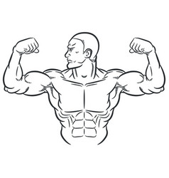 Sketch Bodybuilder Flexing Bulky Arm Muscles