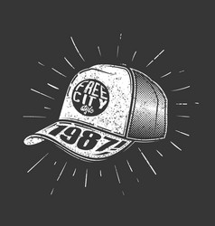 Vintage Cap Baseball Drawn In Chalk