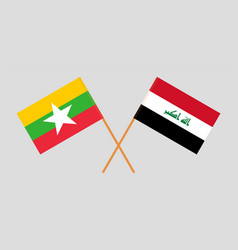 Crossed Flags Of Iraq And Myanmar