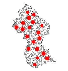 Network Polygonal Map Guyana With Red Covid19