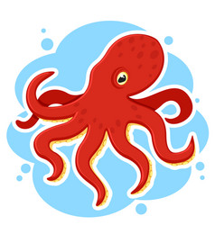 Realistic Octopus Side View On A Blue Background