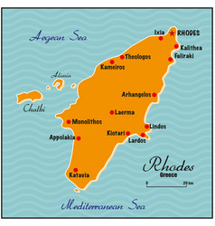 Simple Map Of The Greek Island Of Rhodes