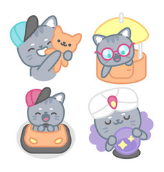 Amusement Park Stickers Set With Tomomi Cat