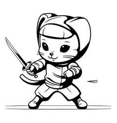 A Cute Cartoon Knight With Sword In His Hand