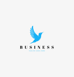 Blue Bird Logo With Flying Bird Silhouette