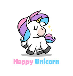 A Cute Smiling Unicorn With Colourful Hair