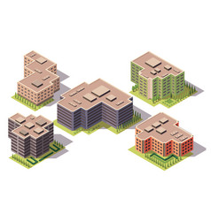 Collection Isometric Offices Town Apartment