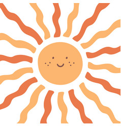 Cute Hand Drawn Smiling Sun Scandinavian Style