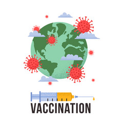 Syringe Earth Globe And Coronavirus Spreading