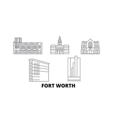 United States Fort Worth Line Travel Skyline Set