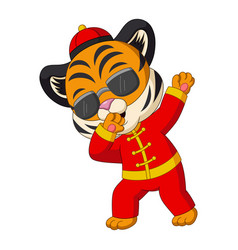 Cartoon Tiger In Sunglasses Dabbing