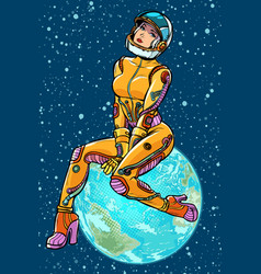 Earth Day Sexy Beautiful Woman Astronaut