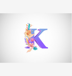 Floral Alphabet K Logo For Wedding Invitations