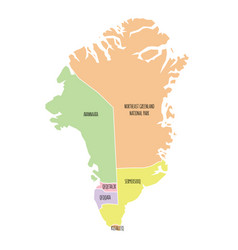 Greenland Political Map With Region Names