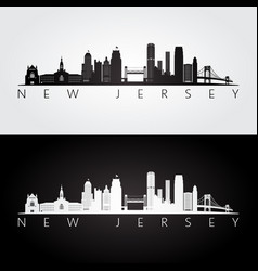 New Jersey State Skyline And Landmarks Silhouette