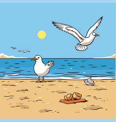 Seagulls On The Beach