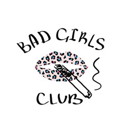 T-shirt Print Bad Girls Club With Lips Pink