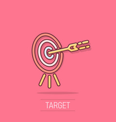 Target Icon In Comic Style Darts Game Cartoon