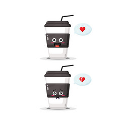 Cute Coffee Cup Character With Happy And Sad