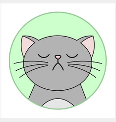 Cute Naughty Grumpy Cat Round Icon Emoji Gray