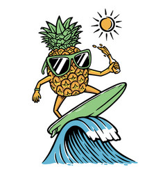 Pineapple Is Surfing In The Sea