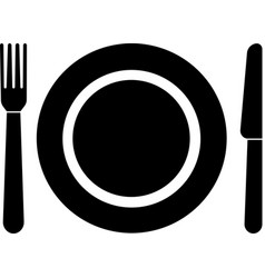 Tableware Icon Fork Plate Knife Black Silhouette