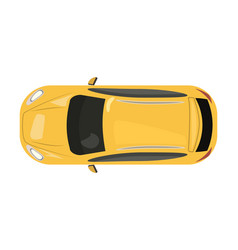 Yellow Car From Top View Isolated On White