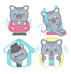 Amusement Park Stickers Set With Tomomi Cat