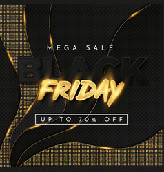 Black Friday Mega Sale Banner With Gold Waves