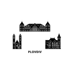 Bulgaria Plovdiv Flat Travel Skyline Set