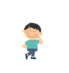 Cartoon Character Of A Shy Asian Boy