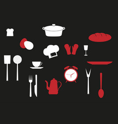 Kitchen Stuff Icons In Flat Style Isolated