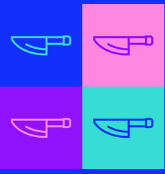 Pop Art Line Knife Icon Isolated On Color