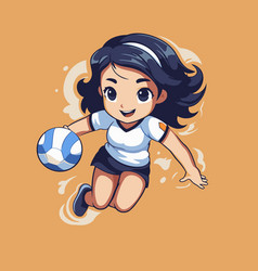 A Cute Girl Playing Volleyball Cartoon Character