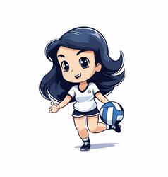 A Cute Girl Playing Volleyball Isolated