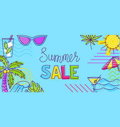 Background With Summer Items Stylized Beach