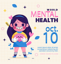 Flat World Mental Health Day Posts Set