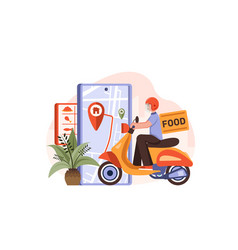 Food Delivery Service A Male Courier With Large