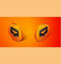 Isometric Flying Bat Icon Isolated On Orange