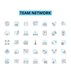 Team Network Linear Icons Set Ollaboration