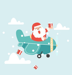 Cute Santa Claus Flying Plane With Dropping