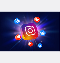 Instagram App Logo With Social Media Reaction