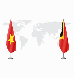 Vietnam And East Timor Flags For Official Meeting