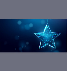 Wireframe Christmas Star Low Poly Style Banner