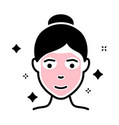 Woman With Facial Sparkle Mask Silhouette Icon