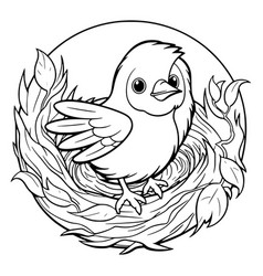 A Bird Sits In Nest Coloring Page For Kids