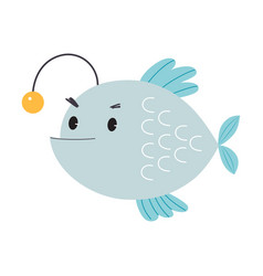 Cute Anglerfish As Sea Animal Floating Underwater