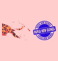 Papua New Guinea Map Mosaic Flame