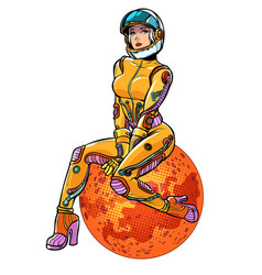 Red Planet Mars Sexy Beautiful Woman Astronaut